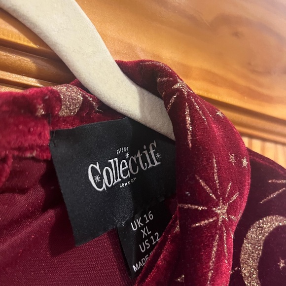 Collectif Crescents and Crimson Velvet Peplum Top - Picture 4 of 4